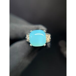 Vintage Baby Blue Chrysoprase Sterling Silver Ring 6.75